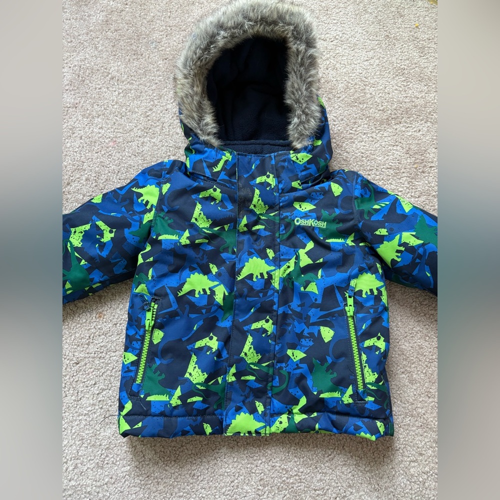 OshKosh B'gosh Kids Dinosaur Puffer Jacket - Blue and Green